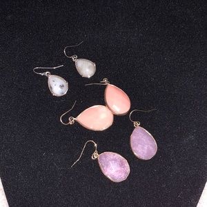 Loft natural stone teardrop hearings set of 3